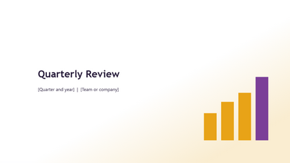 The first slide of the quarterly review template