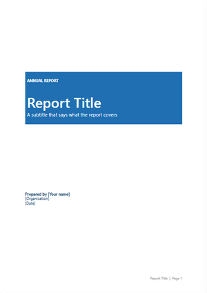 The first page of the report template